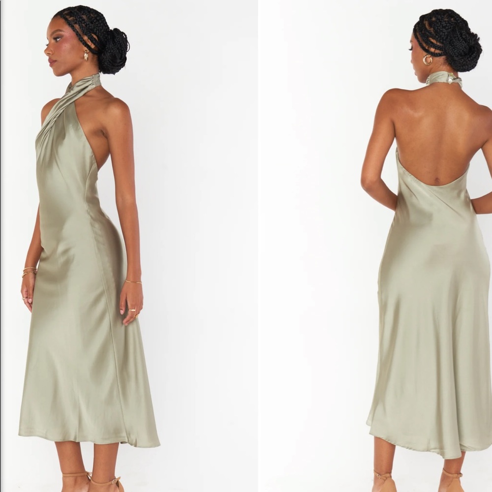 Show me your mumu Jasmine halter midi luxe moss green